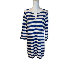 J Crew Striped T-Shirt Dress Size Medium Blue Casual Preppy Cotton